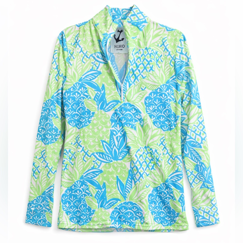 Sun Shirt top UPF 50+  quarter zip blue green size S